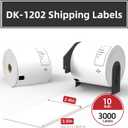 2.4x3.9 Shipping Labels Compatible with Brother DK-1202 (10 Rolls | 3000 Labels), HUOJI Thermal Labels Replacement for Brother QL-800 QL-820NWB QL-1110NWB
