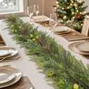 6ft Artificial Norfolk Pine Christmas Garland with Green Berries, Real Touch Winter Greenery Garland for Home, Fireplace, Table, Mantle, Porch, Indoor Outdoor Holiday Decor