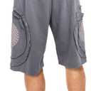 CosInStyle Men's Wide Leg Cotton Capri Shorts Pants with Elastic Waist, Drawstring, and Pockets for Yoga Summer Beach Outdoor (Gray) S/M