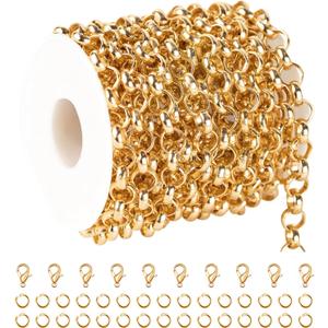 KYUNHOO Hollow Circle Chain Spool Gold Jewelry Making Chain Roll 5 Meters Aluminum Chains for Women Men DIY Craft Finding Jewelry Making Supplies KYUNHOO Hollow Circle Chain Spool Gold Jewelry Making Chain Roll 5 Meters Aluminum Chains for Women Men DIY Craft Finding Jewelry Making Supplies