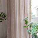 Linen Curtains 84 Inches Long - Embroidery Striped Farmhouse for Living Room, Tassel Boho for Bedroom, Light Filtering 2 Panels Set Rod Pocket Drapes (52" W x 84" L, Khaki)