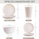 Rubtlamp Wheat Straw Dinnerware Sets, 16PCS Plastic Dinnerware Set for 4, Wheat Straw Plates and Bowls Sets, Unbreakable Dinnerware Plastic Microwave Safe Dishes Set for Kitchen&Camping