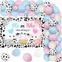 Jollyboom Cow Gender Reveal Decorations, He or She what will be Backdrop Balloons Garland Kit for Cow Theme Gender Reveal Cowgirl Cowboy Baby Shower Party Decorations