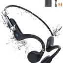 Bone Conduction Headphones, Swimming Headphones Underwater Open Ear Built-in 32GB Memory IPX8 Waterproof for Swimming, Running, Cycling, Black