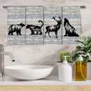 Forest Cheetah Bear Deer Wolf Camping Kitchen Towels, Animal Lovers Gifts Dish Tea Towel for Kitchen, Camper Camping Lover Gifts Decorative Hand Towels for Bathroom, 16x24 Inches Set of 4