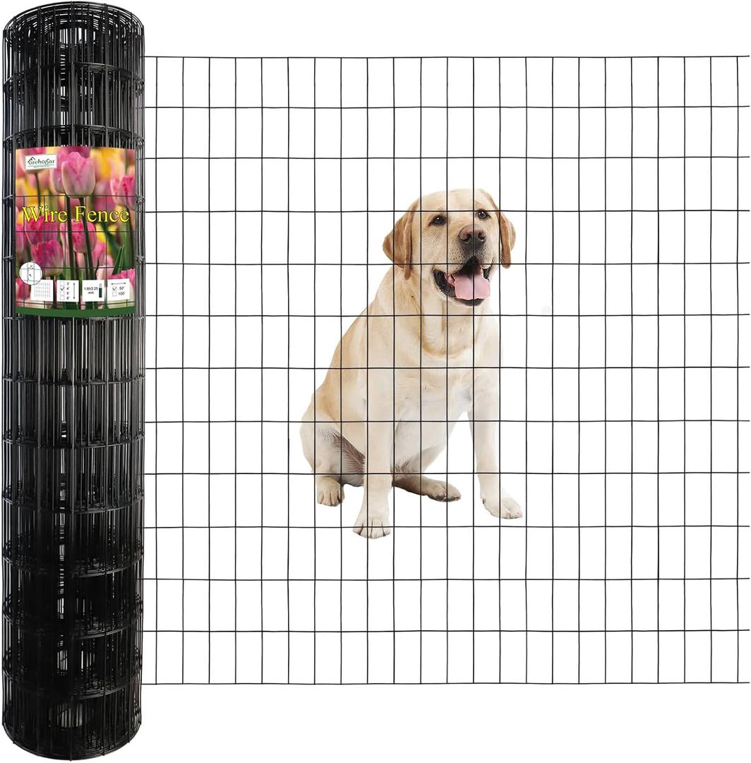 Black PVC Coated Welded Wire Fence 48" x 50' Roll, 2"x4" Mesh, 14 Gauge