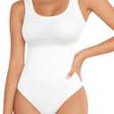 YOGINGO Women's Scoop Neck Sleeveless Bodysuits Backless Tank Top Body Suits for Womens Sexy Bodysuit Tops Leotards (White)