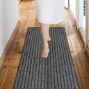 Custom Size Backed Non-Slip Area Rugs Runner, Easy Clean, Waterproof Runner Rugs for Hallway Entryway, Kitchen, Laundry, 2FT x 4FT, Gray Stripe