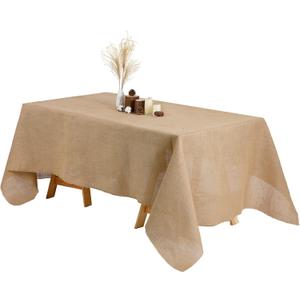 Kingdder Natural Burlap Tablecloth Farmhouse Fall Rectangle Burlap Table Cover Rustic Jute Tablecloth for Thanksgiving Autumn Harvest Holiday Party Kitchen Indoor Home Table(1 Pcs,63 x 108 Inch)