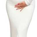 MakeMeChic Women's Maternity Dresses Off The Shoulder Ruched Long Sleeve Pregnancy Maxi Dresses Small