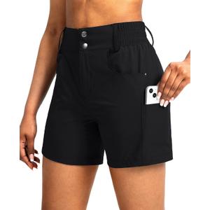 Viodia Women's 5" Hiking Golf Shorts with Pockets High Waist Stretch Cargo Short Shorts for Women Casual Summer (Large, Black)