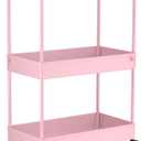SPACELEAD 3 Tier Rolling Cart with Wheels, Storage Craft Art Trolley Organizer Serving, 3 Hanging Baskets Easy Assembly, for Office, Living Room, Kitchen, Pink