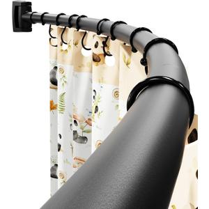 Abiglifty 36-75 Inches Curved Shower Curtain Rod, Adjustable Splicing Shower Curtain Rod, Rustproof Curved Shower Rods, Round Shower Rod for Bathroom, Bathtub, Stall, Need to Drill,Black