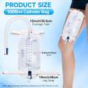 Catheter Bags for Men with 5PCS, Foley Catheter Leg Bags for Men 1000ML, Urine Bags for Easy Flip Drain Design