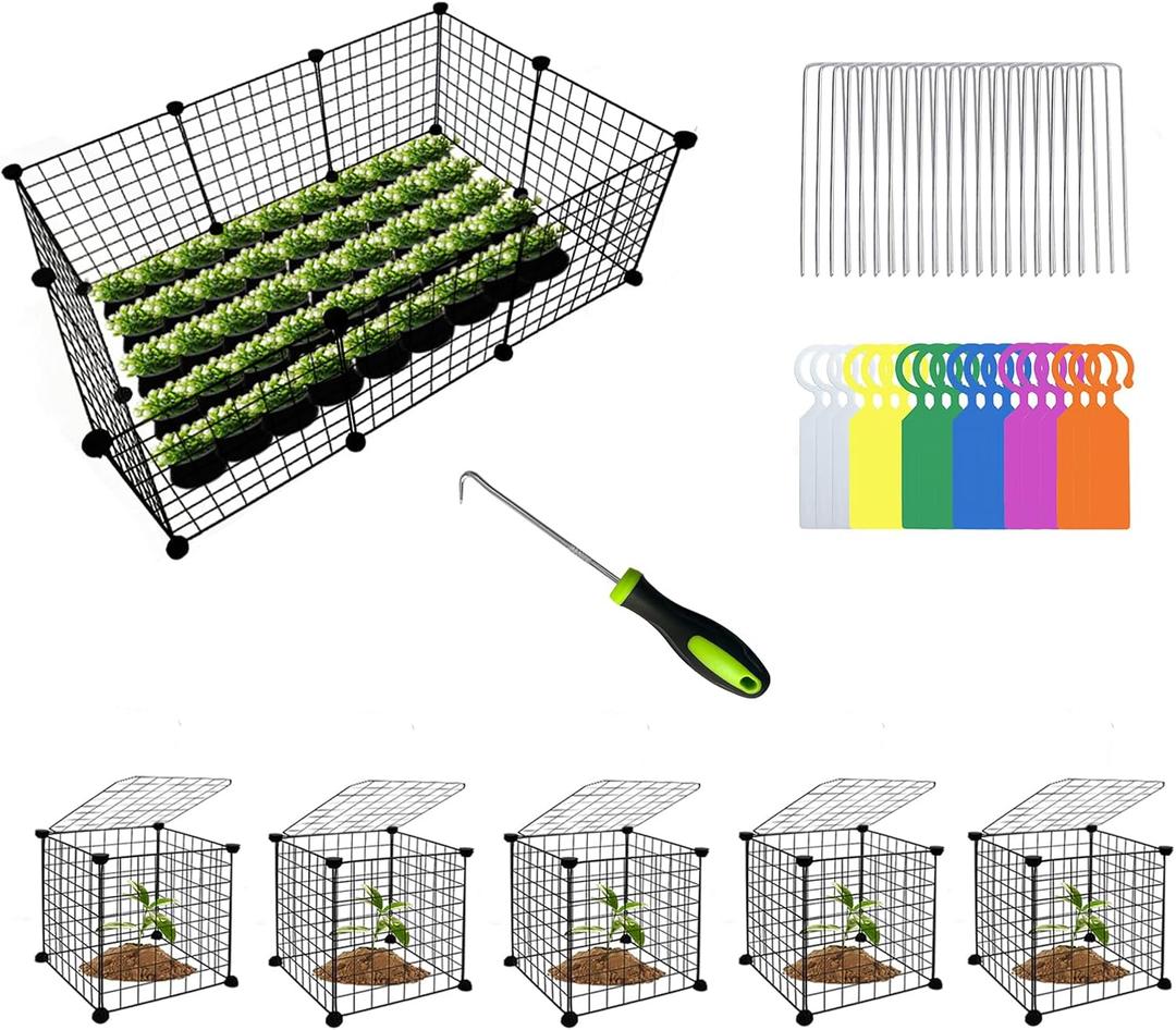 5 Packs Plant Protectors from Animals, 25Pcs 13.8"x13.8" Metal Meshes Garden Cloches for Plants, Plant Covers for Protecting Plants, Wire Plant Covers, Chicken Wire Cloche Plant Protector