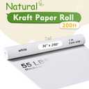 BAIJIALI 36" x 2,400" (200') Kraft Paper Roll for Craft Bulletin Board Paper Art Table Covering Crafting Gift Wrapping Bouquet Packing Parcel (White, 36''x200')