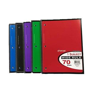 TOP FLIGHT WB70PF 4510816 Wide Rule Notebook, Micro-Perforated Sheet, 70-Sheet, Wirebound Binding 8Pcs