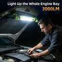 2 Pack Rechargeable LED Work Light, 3000LM Portable Mechanic Light with Magnetic Base, Hanging Hooks & Clamps, 4 Modes Under Hood Work Light with Red SOS for Car Repair, Garage
