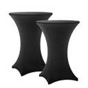 Lemict Cocktail Table Covers - 2 Pack 32x43 Inch Table Cloth - Black Fitted Stretch Spandex Round High Top Tablecloth for Party, Bar, Birthday, Pub, Banquet