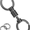 FEGVE Titanium Quick Release Keychain, Small Detachable Swivel Keychain Accessories with 4 Key Rings for Bag, Belt & Car-(Anti-fall/Black-1pcs)