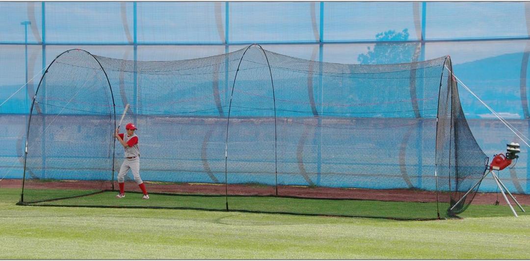 HEATER Sports PowerAlley Baseball & Softball Batting Cage Net & Frame - Heavy-Duty Net with Built-in Pitching Machine Harness for Safety (Machine Not Included) | Ideal for Batting Practice & Training