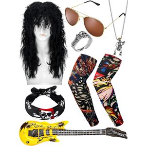 Mepase 9 Pcs Rock Costume Set for Men Women Punk Accessories Costume Accessories