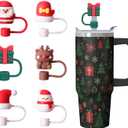 3 x 6PCS Christmas Silicone Straw Toppers for Stanley Cup, 10mm Dust-Proof Reusable Straw Covers Cap for 30/40 Oz Tumbler with Handle, Festive Christmas Gift for Coffee/Tea Lovers