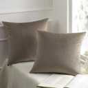 Phantoscope Pack of 2 Velvet Decorative Throw Decorative Pillow Cover Soft Solid Square Cushion Case for Couch Taupe 26 x 26 inches 65 x 65 cm