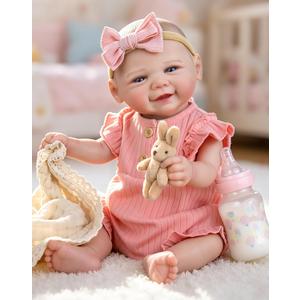 Aori Realistic Reborn Baby Dolls - 20 Inch Lifelike Newborn Baby Girl Doll with Weighted Soft Body and Soft Vinyl Limbs with Pink Outfit Set for Cudding, Perfect Christmas, Birthday Gift for Girls