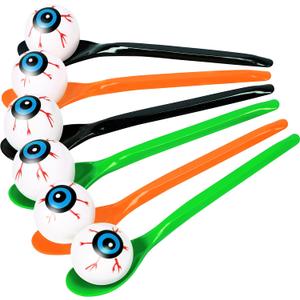 24 Packs Halloween Game Eyeball Spoon Relay Race Toy Set- Indoor Outdoor Party Supplies Decorations