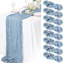 8 Packs Cheesecloth Table Runner 10FT Long Boho Gauze Fabric Table Runner Vintage Rustic Sheer Runners for Wedding Party Bridal Baby Shower Table Decorations (Dusty Blue)