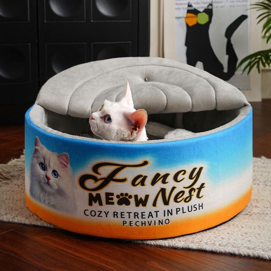 Covered Cat Bed  19.7" Cozy Hideaway with Soft Lid Design  Enclosed Plush Cave for Indoor Cats and Kittens Can Shape Bed