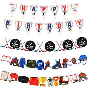 Outus 5 Pieces Ice Hockey Birthday Banners Party Supplies Decorations Hockey Fans Birthday Themed Party Favors Decorations Supplies