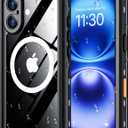 Red2Fire for iPhone 16 Case Waterproof, [Built-in Screen Protector & Camera Protector][Compatible with MagSafe][Full Body Shockproof][IP68 Waterproof][Dustproof] Phone Case 6.1" Black/Clear