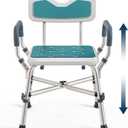 Shower Chair for Elderly and Disabled (450lb) with Padded Armrests and Back, Adjustable Height Shower Seat, Heavy Duty Shower Chairs for Inside Shower, Handicap - Teal