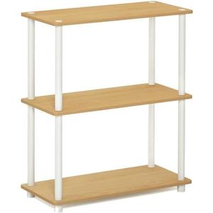 Pemberly Row Turn-N-Tube Wood 3-Tier Compact Shelf Display Rack in Beech/Natural