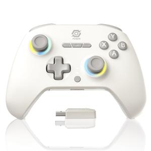 PeriphX Wireless PC Controller with 1000Hz Polling Rate, Switchable Hall and Tactile Triggers, Hall Joysticks, Turbo, Macro, RGB Lighting, 2.4G Bluetooth Wired, Compatible with Windows PC/ Switch/Steam Deck/Android/iOS (Off-White)