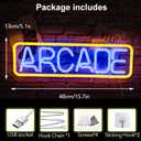 Arcade Neon Sign - Retro Blue & Yellow LED USB Wall Light for Game Rooms & Bars, Hanging Kit Included, Vintage Gift for Gamers & Adults