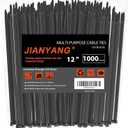 12 Inch Zip Ties Double Sided Toothed (Bulk 1000 Pack),85 LBS Tensile Strength Heavy Duty Cable Wire Ties With Self-Locking Adjustable More Durable Nylon Tie Wraps for Indoor Outdoor