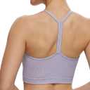NANJI Seamless Sports Bra for Women - Padded Racerback Y Bra Low Impact Removable Pad for Fitness Gym Yoga Workout Top (Purple, M)