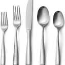 HIKAA 40-Piece Silverware Set for 8, Heavy Duty Stainless Steel Flatware Cutlery Set For Home Kitchen Restaurant Hotel, Kitchen Utensils Set, Matte Satin, Dishwasher Safe