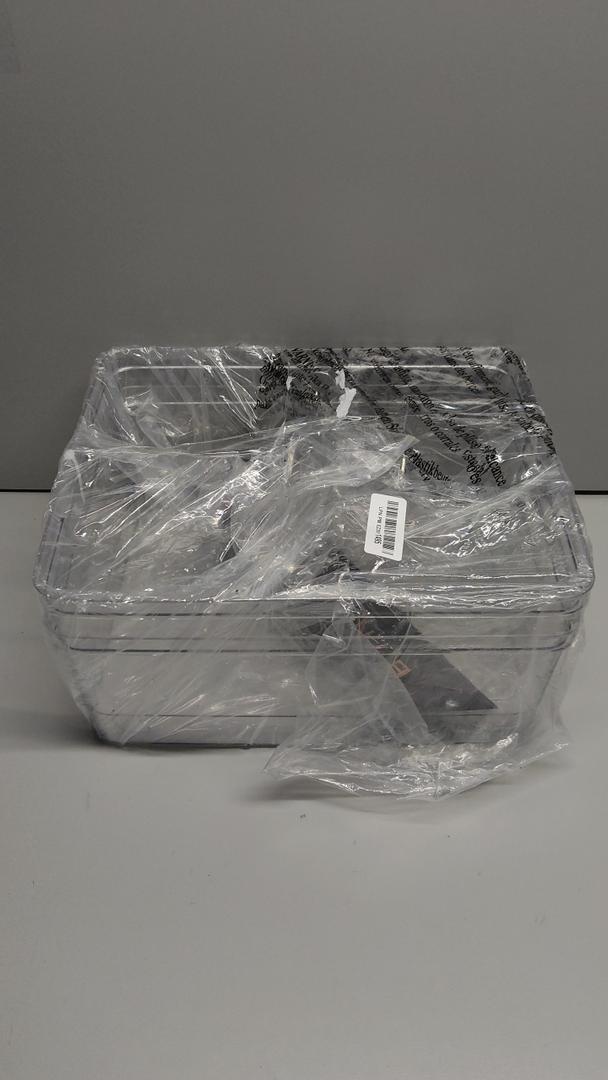 BINO | Plastic Storage Bins, Medium - 2 Pack | THE LUCID COLLECTION | Multi-Use Built-In Handles | BPA-Free | Clear Storage Containers | Fridge Organizer | Pantry & Home Organization