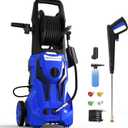 Electric Pressure Washer - 4800PSImax 3.2GPM Power Washer Electric Powered with 25 FT Hose Reel 4 Interchangeable Nozzle & Foam Cannon, for Cars, Patios, and Floor Cleaning, Deep Blue