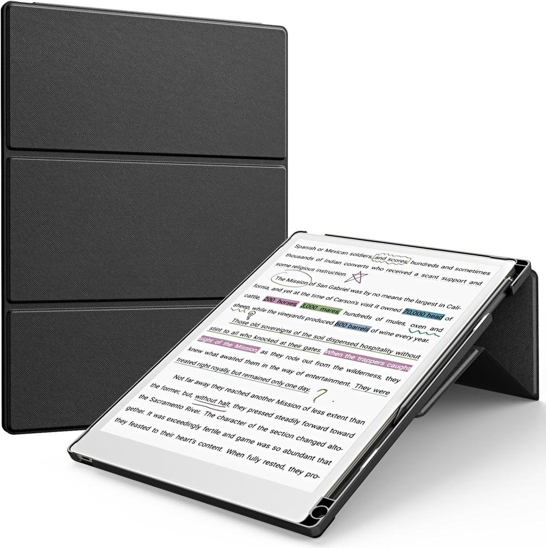 TiMOVO Stand Case for Remarkable Paper Pro 11.8 Inch 2024, Multi Angle Foldable Folio Cover with Pen Holder for Remarkable Paper Pro Color Tablet, Support Auto Wake/Sleep, Black
