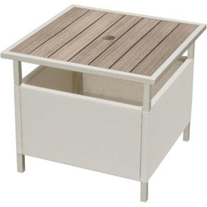 LZRS Adirondack Square Outdoor Side Table with Umbrella Hole, Pool Composite Patio Table,HDPE End Tables for Backyard,Pool, Indoor Companion, Easy Maintenance & Weather Resistant(Wood Like)