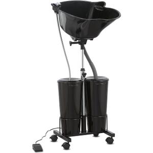 Portable Shampoo Bowl with Electric Pump (Pack of 1) | Adjustable Basin Height, Dual-Bucket Design with Drain Hoses | Home & Barber Use | (Big-Black)