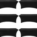 Spandex Table Cover 6 Pack 6FT Black Fitted Tablecloths, Washable Wrinkle Resistant Stretch Table Cloth Rectangle for Vendor Booth Display Items, Party Supplies for Adults, Wedding Decorations, Banquet (73" x 30" (Rectangular))