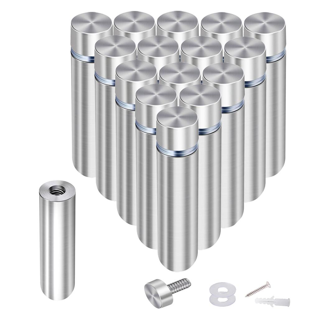 Osring 1/2 Dia x 4 L Standoffs Screws for Acrylic, Silver Sign Standoff Wall Mounts Hardware 16 Pack, Stainless Steel Advertising Nails for Glass Board and Signage
