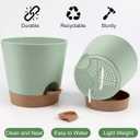 YNNICO Indoor Self Watering Planters with Drainage Holes and Saucers, 8, 7, 6.5, 6, 5.5, 5 Inches, Green, 6 Pots.
