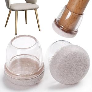 24 Pcs Silicone Chair Leg Floor Protectors for Hardwood Floors, Felt Furniture Pads Rubber Chair Leg Caps, Bar Stool Leg Floor Protectors, Anti-Scratch & Reduce Noise, Round(Clear, Fit: 0.75"-1.1")